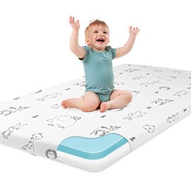 Cocellona Pack and Play Mattress, 38x26 Pack N Play Mattresses Pad with Removable Ultra-Soft Cover, Portable Soft & Firm Memory Foam Baby Playpen Mattress for Pack n Play