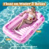 Sloosh SLOOSH Inflatable Tanning Pool Lounger Float,70" x 46" Pool Floats Adult with Pillow,4 in 1 Suntan Tub Raft Floatie,Sunbathing Bed Lounge for Water Blow Up Kids Ball Pit Party Gifts,L-Blushing Pink