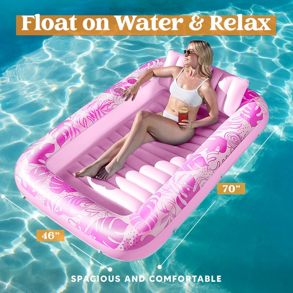Sloosh SLOOSH Inflatable Tanning Pool Lounger Float,70" x 46" Pool