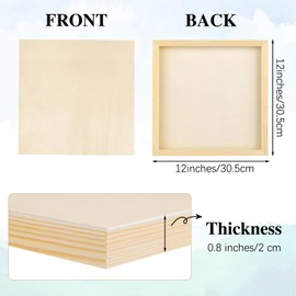 Aodaer 8 Pack Wood Panels 12 x 12 Inch Wooden Panels Canvas Unfinished Craft Wood Boards Panels for Art Crafts Acrylic and Oil Painting Pouring DIY Projects
