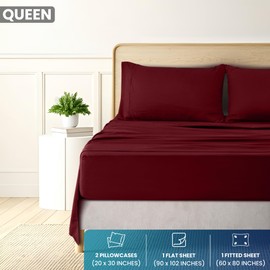 Utopia Bedding Queen Sheet Set - Brushed Microfiber - Soft Bed Sheets for Queen Size Bed Set - Includes 1 Fitted, 1 Flat, & 2 Pillow Cases - Deep Pocket (Burgundy)