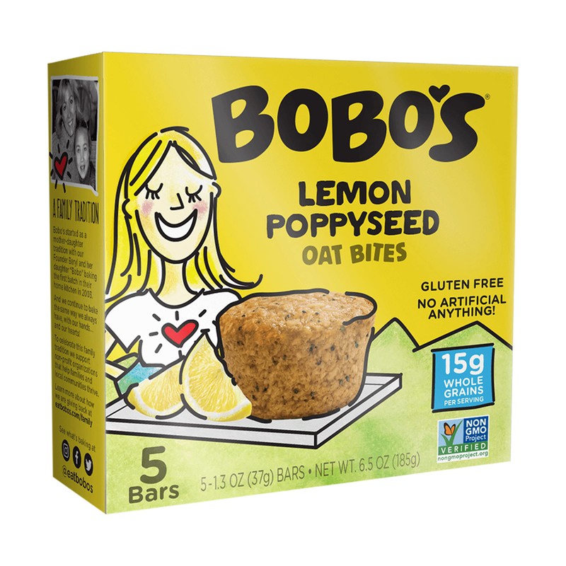 Bobo's Oat Bites, Lemon Poppyseed, 1.3 Ounce (5 Count Box)