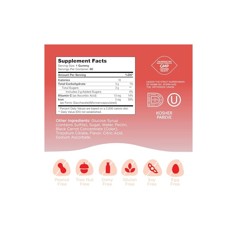 Zahler Iron Hierro Vitamina Flavored Gummies