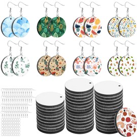60PCS Sublimation Earring Blanks Bulk, Sublimation Blanks Earring MDF Round Earrings with Hooks, Jump Rings, Sublimation Blanks Products for DIY Crafts Heat Transfer