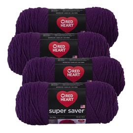 Red Heart Super Saver Yarn (4-Pack of 7oz Skeins) (Dark Orchid)