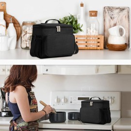 TIECHI Insulated Lunch Bag, 12L Large Lunch Tote Box Bag with Adjustable Shoulder Strap, Upgraded Leakproof Lining Cooler Bag for Men Women Work Picnic(Black)