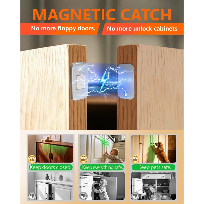 6 Pack Magnetic Cabinet Door Catch Latches, Ultra Thin Cabinet