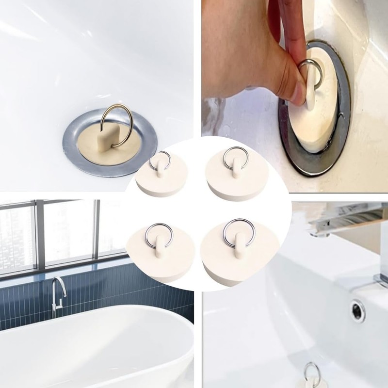 Naisfei 4 Pieces Drain Stopper, Bath Tub Drain Stoppers, Rubber