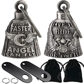 Dream Apparel 2 Pack Motorcycle Bells for Bikers Riders Men Women Angel Bells with Bell Hangers, Ride Riding Bells Motorcycle Accessories Spirit Bells for Good Luck, Motorcycle Gifts, Road Demon Bells