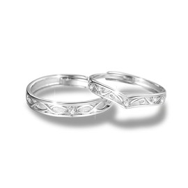 MIKAMU Popular Couples Rings for Men and Women, Top Grade Zirconia, 925 Sterling Silver, One Size Fits Most, Popular Engagement Ring, Wedding Band, Friends, Lovers, Present, Jewelry, Includes