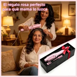 LAGOM Rizador Automático Rosa Regalo Día de la Madre, Ondulador Cerámica Iones Negativos Anti-Frizz 4 Temp 140-200C, Cabello Brillante sin Enredos,...