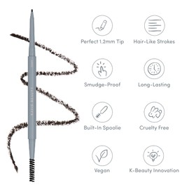 Ravie Beauty Easy Everyday™ Brow Pencil - Best Eyebrow Pencil for Women, Smudge Proof Hair-Like Strokes, 1.2mm Precision Tip with Spoolie, Vegan (Ebony)