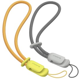 SURPHY Wrist Strap Lanyard for Phone, 2 Pack Adjustable Combination Strap Compatible with Phone, Airpods, Purse, Keychain and more, Yellow & Grey