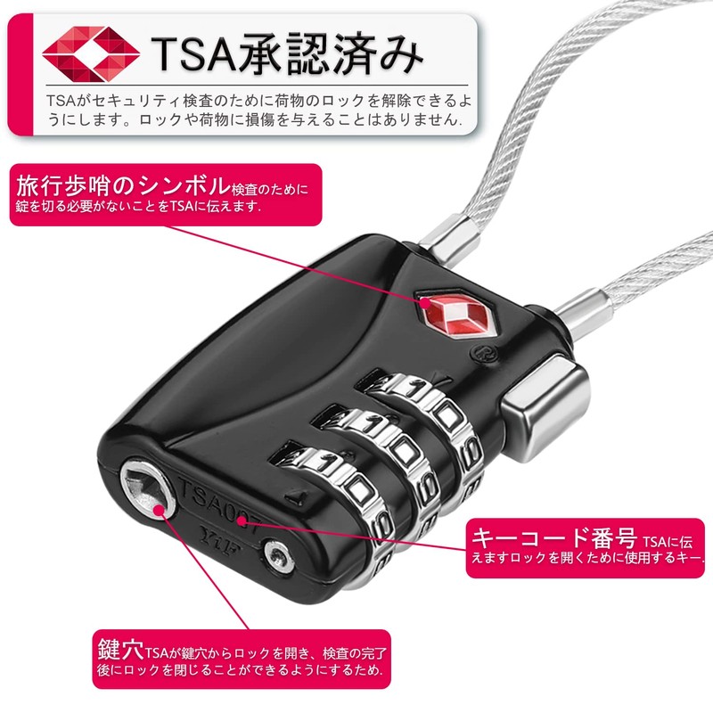 ZHEGE Dial Lock, Travel, Dial Type, Cable Lock, Security Code,