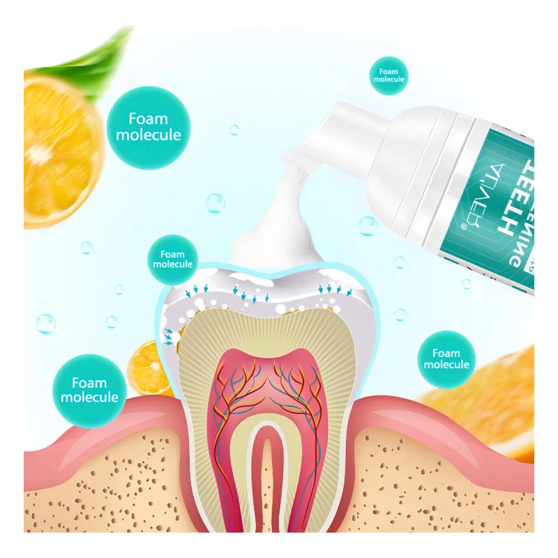 Espuma Dental Elimina Manchas Mal Aliento Orgánica Sin Fluor