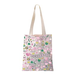 JYTAPP Pickleball Gift Gir-ly Pickleball Canvas Tote Bag Pickleball Social Club Gift Pickleball Bow Shoulder Bag