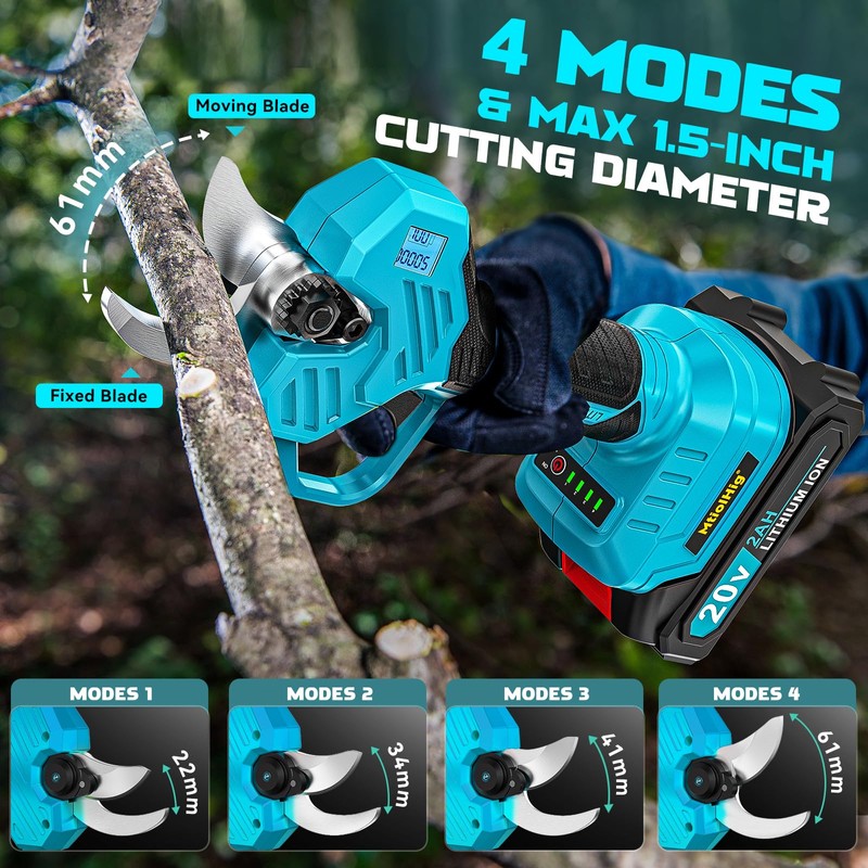 Cordless Pole Pruning Shears Compatible with Makita 18V Battery: 1.5-2