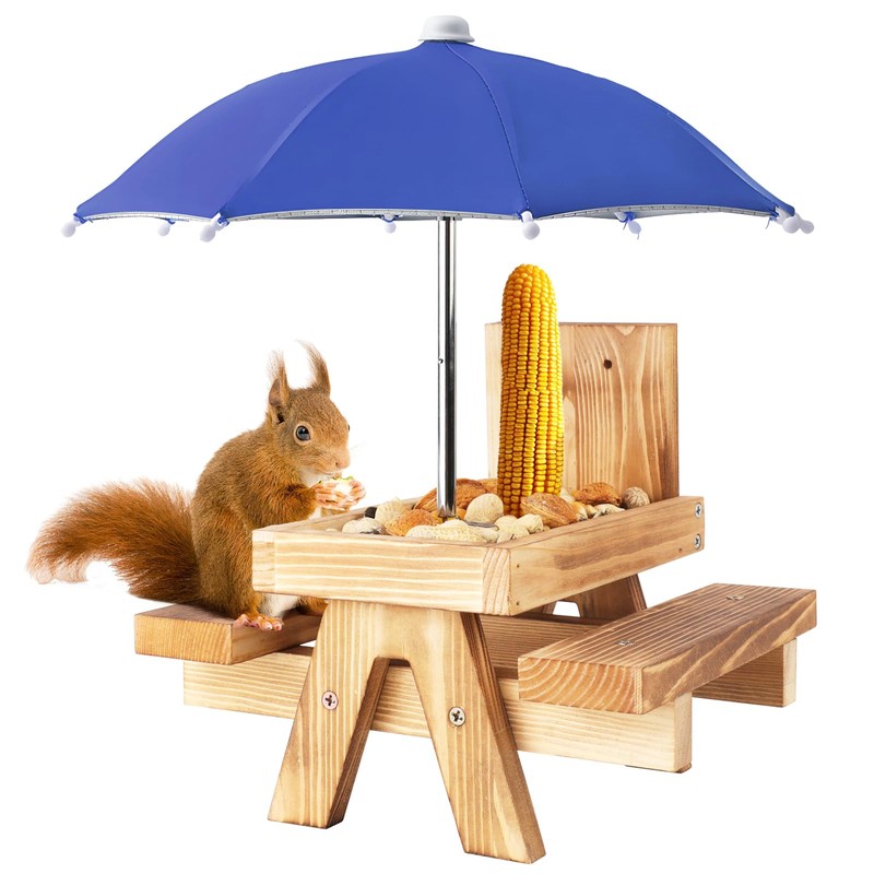 Squirrel Picnic Table Feeder Replacement Mini Umbrella for Outside (Dark-Blue)