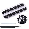 1500pcs Black Flatback Rhinestones 3 Sizes Glass Crystal Diamonds for