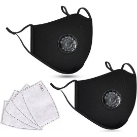 Unbranded Reusable Mask Cotton Mask Face MASKS PM2.5 Respirator Cover Anti-Fog Cover NEW - 2 Black Masks + 8 Filters