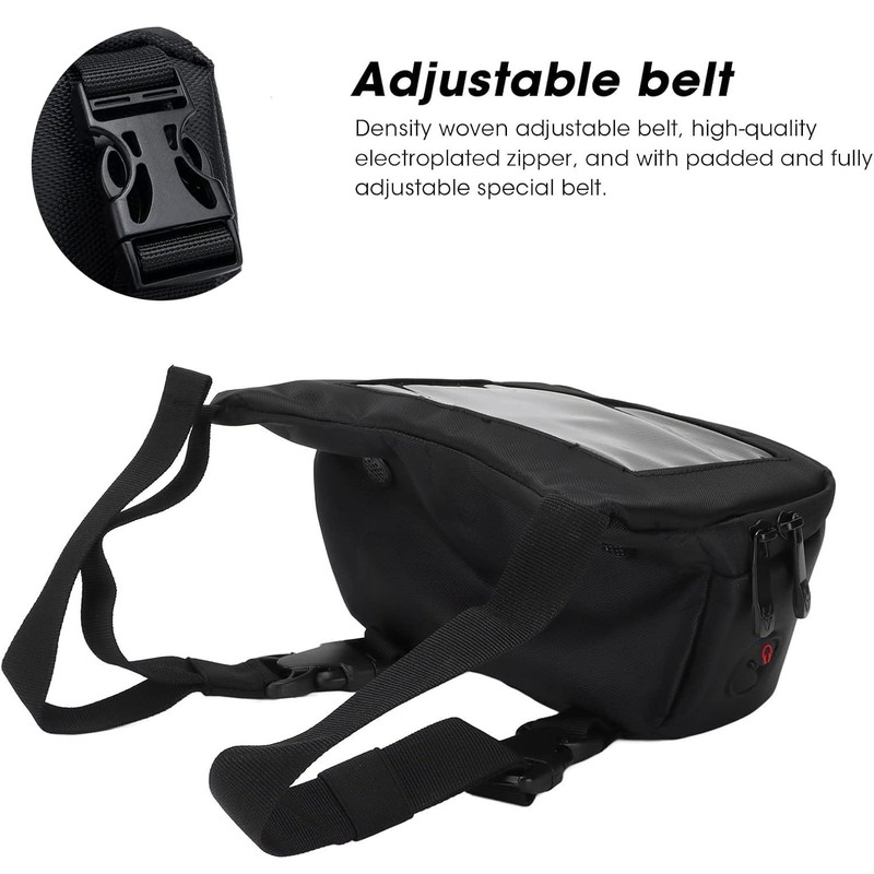 Motorcycle Handlebar Bag, Large Storage Black Motorcycle Tank Bag Front,