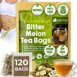 Lavendium, Premium 120 Tea Bags Bitter Melon Fruit Herbal Tea, 100% Natural and Pure, Hand-made, Made With Natural Materials-Corn Fiber Tea Bag, Sugar Free. Caffeine Free. Gluten Free. Vegan