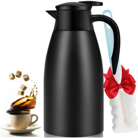 68oz Coffee Carafe Airpot Insulated Coffee Thermos Urn Stainless Steel Vacuum Thermal Pot Flask Dispenser, Coffee Carafes for Keeping Hot Water, Tea, Beverage - Keep 12 Hours Hot, 24 Hours Cold-Black