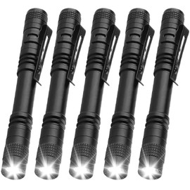 HYVCZP LED-Stiftlampen mit Clip Wasserdichte Aluminium Taschenlampen (Kompakt) für Camping, Outdoor, Notfall & Haushalt–5er Set