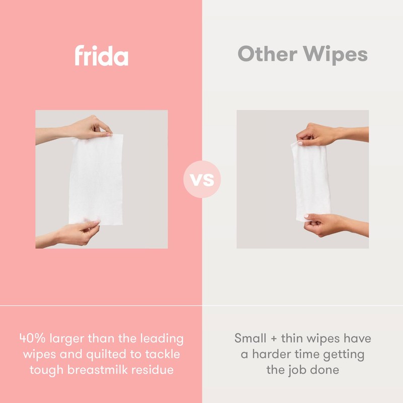 Frida Mom Breast Pump Wipes, Multi-Surface Cleaner, Removes Breastmilk Residue,