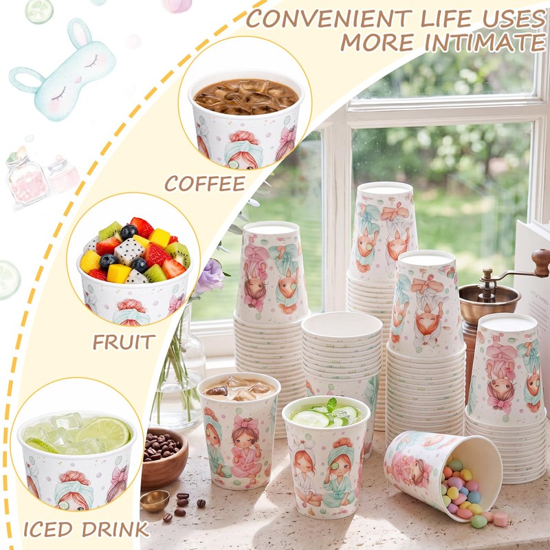 100 Pack 9 oz Spa Party Pink Cups for Girl