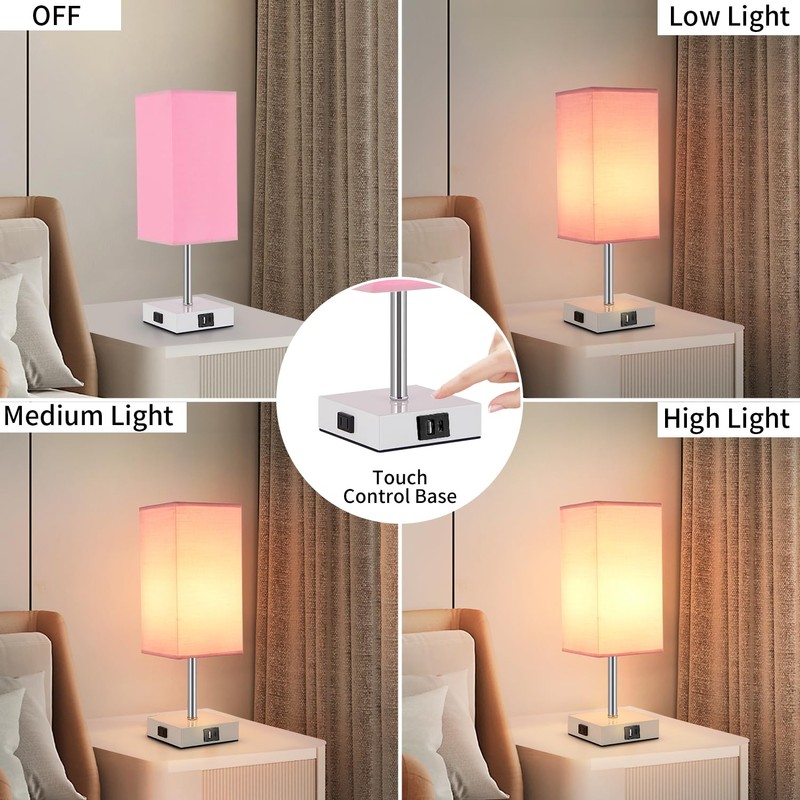 Woderdeng Touch Control Bedside Lamp - 3-Way Dimmable Table Lamps