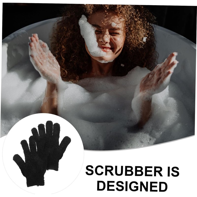 VALICLUD Guantes de Baño Exfoliantes Negros de Doble Cara -