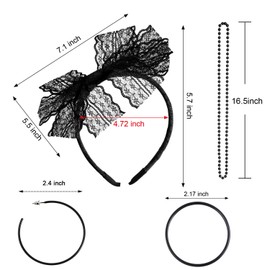 Blulu Women's 80s Costume Accessory Set, Lips Print T-Shirt, Lace Headband, Earrings, Necklaces, Bracelet for 80s Theme Party, xxxl