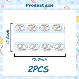 MUSNOW 2Pack Cinnamoroll Tablecloth Disposable Tablecloth Birthday Party Supplies and Decorations for Kid Boy Baby Shower Rectangle Tables 70"X42"
