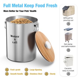 25 Lbs Stainless Steel Dog Food Storage Container with Lids Airtight to Keep Food Fresh, Metal Pet Food Bin Claw Handle Easy Clean & Use for Big Dog Multiple Pet, Long-Lasting Cat Litter Storage, 2PK