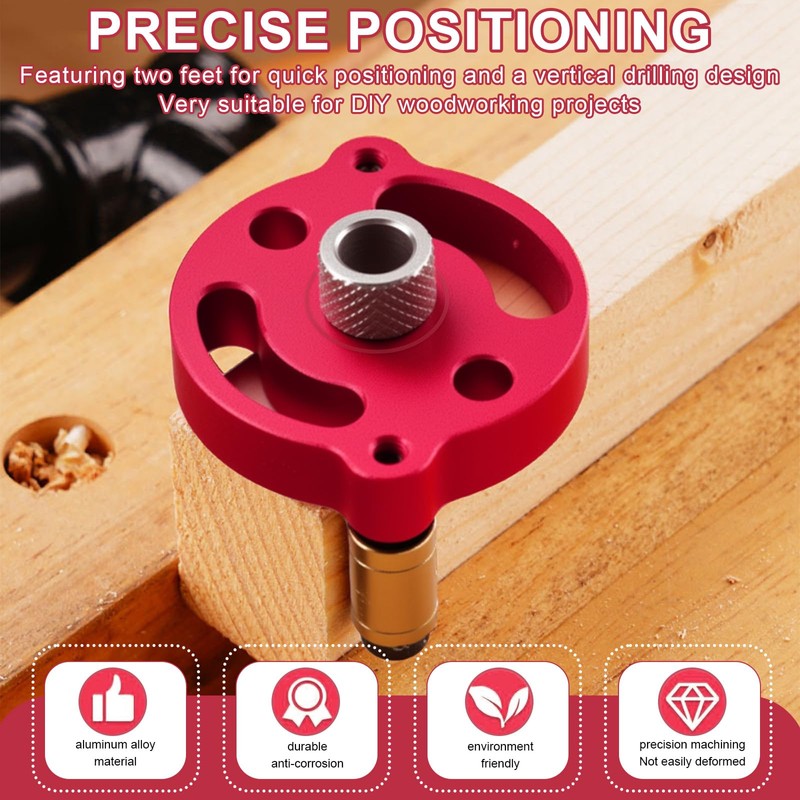 Jortmrd Woodworking Drilling Aid, Drill Hole Centre Finder, Vertical Self-Centring