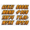 STIFFIE Techtron TT92-SS Sea-Doo Spark Registration Numbers Decals ORANGE CR