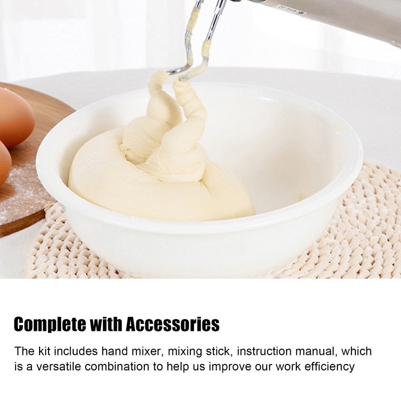 450W Electric Hand Mixer 304 Stainless Steel 5 Gear Speed