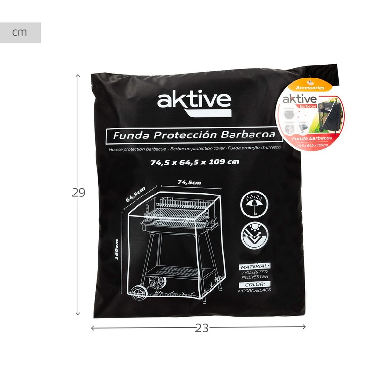 AKTIVE Waterproof Outdoor BBQ Cover Reinforced and Adjustable 100% Polyester