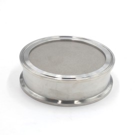 HFS(R) 6 inch Tri Clamp Filter Plate Bottom Weld with 5 Micron Screen Filter Stainless Steel 304 (6 inch, 5 micron)