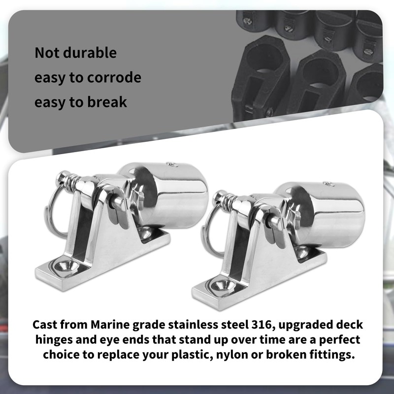 CWaveRow Bimini Top Hardware Kit, Deck Hinge with Quick Release