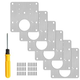 Kit de Placa de Reparación de Bisagras para Armarios - 6 Piezas Placa de Reparación de Bisagras de Acero Inoxidable, con Tornillos y Destornillador para Madera, Muebles, Estantes, Gabinete (9 * 9CM)