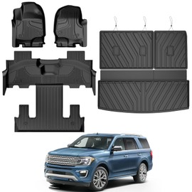 TTX LIGHTING Floor Mats for Ford Expedition 2018-2025 7 Seat with 2nd Row Bucket Seats (Not for MAX) - All Weather Mat Includes 1st and 2nd 3rd Row Liner & Trunk Mat & Backrest Mat