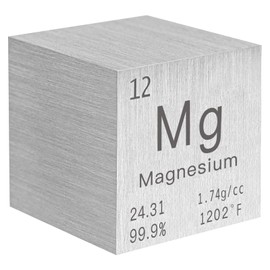 STPCTOU Magnesium Cube Pure Metal High Density Cube Laser Engraved Cube for Element Collection Lab Material Periodic Table of Elements Collection DIY Teacher Science Creative Gift (Magnesium, 1 Inch)