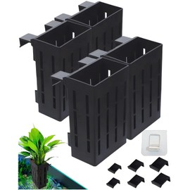 Naturezhen 4 Pack Aquarium Plant Holder, Fish Tank Plant Holder with Hooks and Suction Cup, Hanging Aquarium Plant Holder for Fish Tank Live Aquarium Plants and Aquascape Decorations