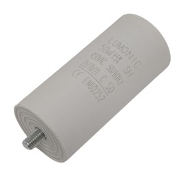 Lumonic Starting Capacitor 50µF 450V with Plug I 45 x 100 mm I 50uF I Motor Capacitor with Plastic Housing I Operating Capacitor I for Pumps, Lawnmowers, Tools