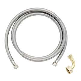 Unbranded 96" 8" Stainless Steel Braided Dishwasher Supply Line, Hose 3/8" w/ 3/4" elbow