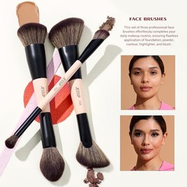 Jessup Brochas Maquillaje Set con Esponja de Maquillaje, 7pcs Set de Regalo Pinceles Maquillaje para Mujeres para Base Corrector Sombra de Ojos Contor