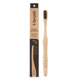 t-brush Bamboo Toothbrush - Dark Grey Colour - Medium Bristles - Natural Toothbrush - Eco Friendly - Everyday use