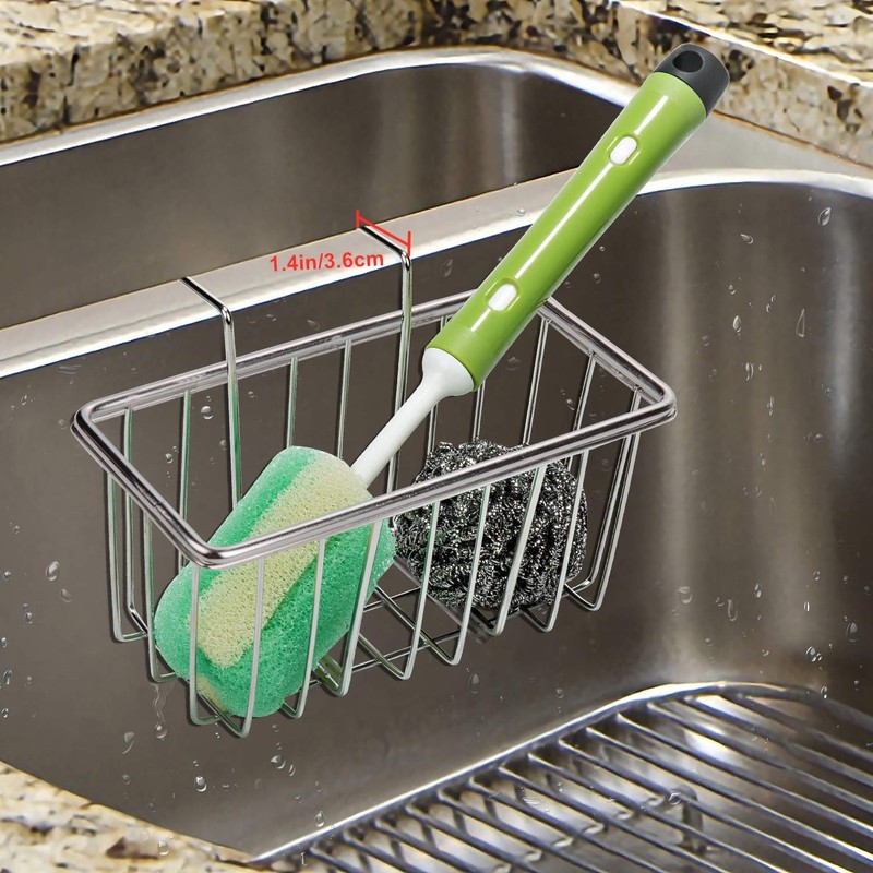 JIANYI Kitchen Sponge Holder, Stainless Steel Sink Caddy Organizer, Rustproof